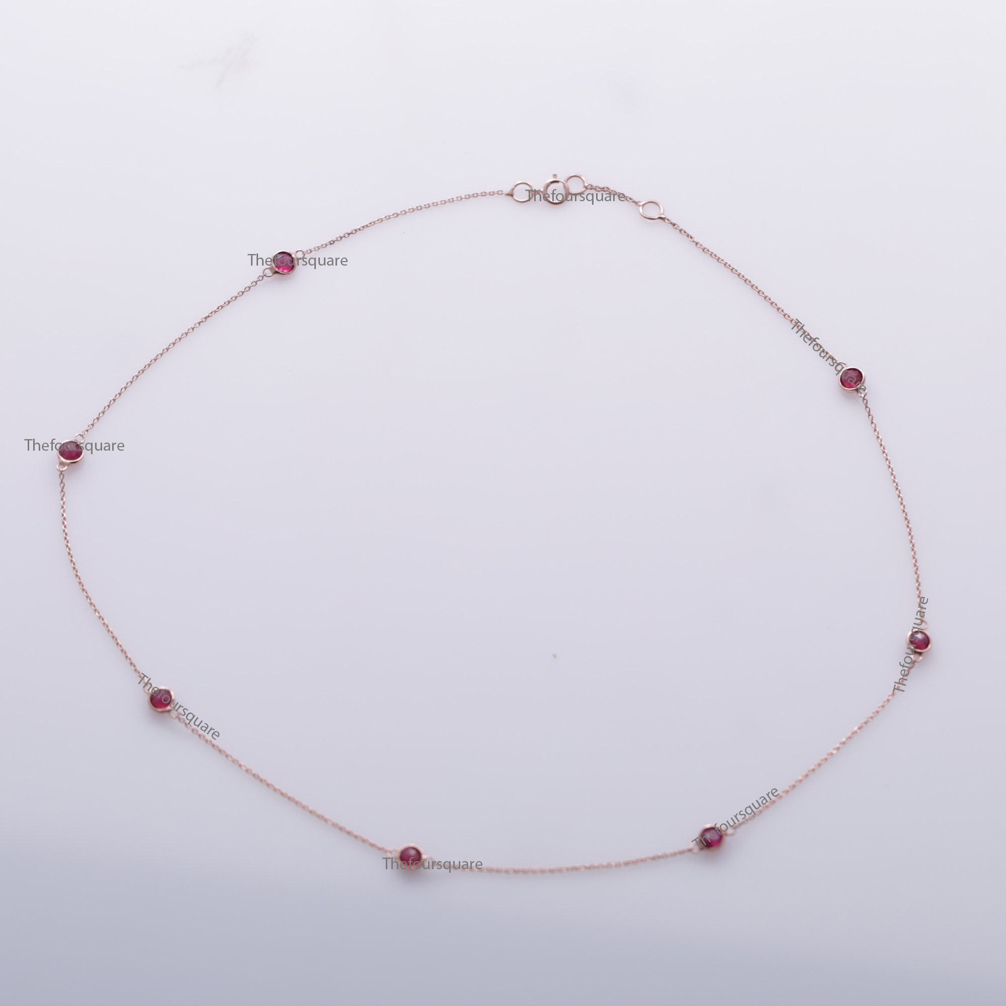 7 Natural Ruby Station Necklace 14K Rose Gold Seven Stone in - Etsy