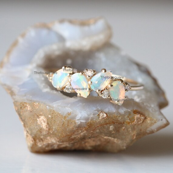 K14 14金 天然オパールリング 指輪 13号 K14 14金 天然オパールリング