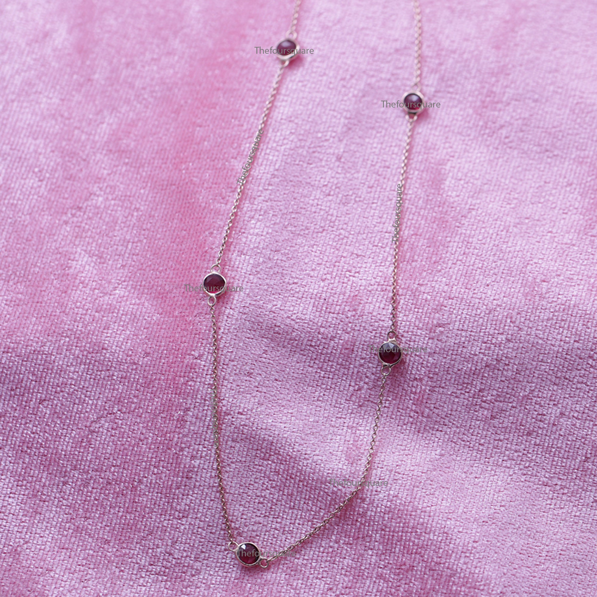 7 Natural Ruby Station Necklace 14K Rose Gold Seven Stone in - Etsy