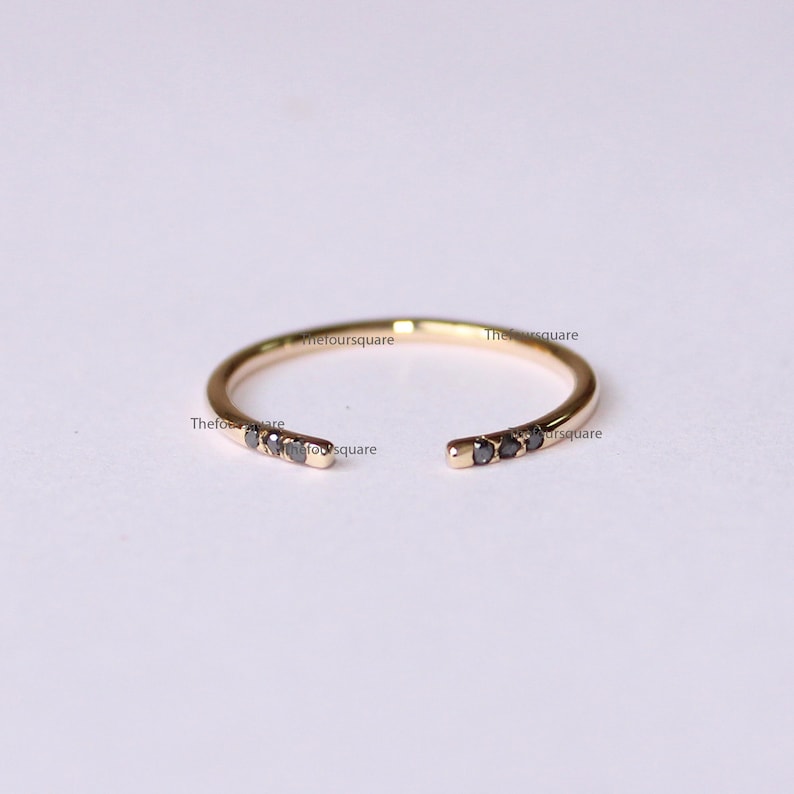 14k Yellow Gold Cuff Ring Studded With Diamonds Dainty Ring Etsy