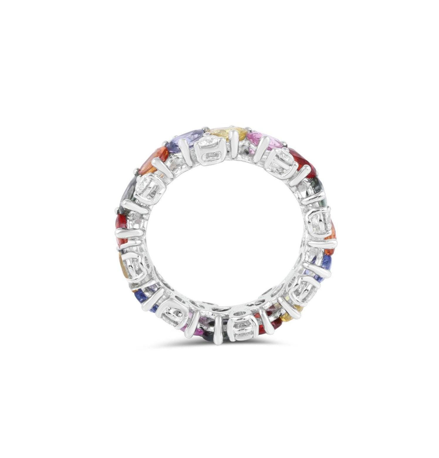 Infinity Ring Colorful Rainbow Sapphire Eternity Ring, 14k Gold Colorful Engagement Ring ...