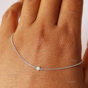 Diamant Armband / Diamant Lünette Armband / Diamant Solitär Armband / Gold Armband / 14k Gelbgold zartes Kettenarmband