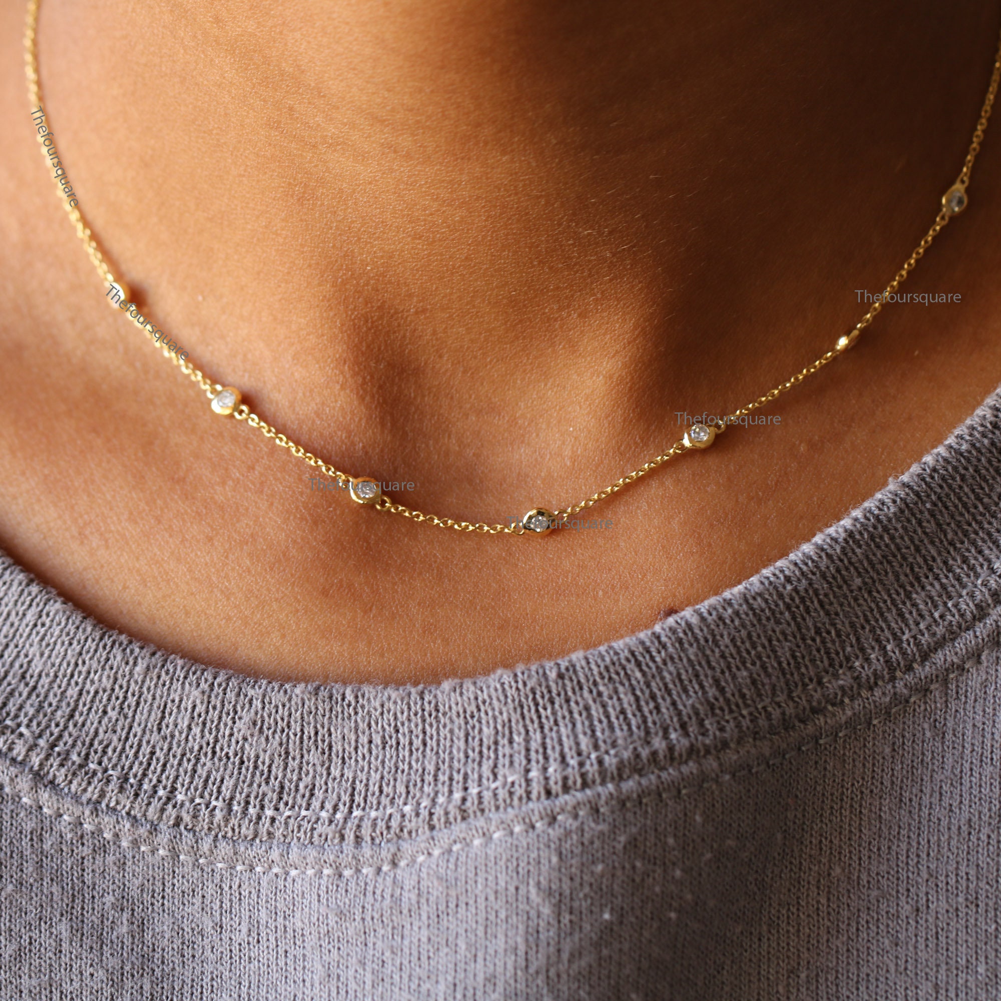 ★ROSEMONT★ Holiday 14K necklace (1 part diamond) RS1197 Diamond Heart Button Necklace