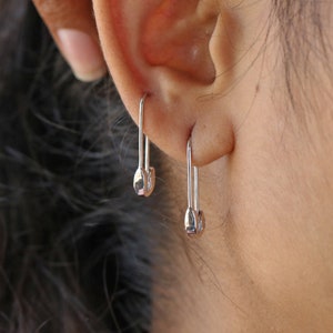 Solid 14k Yellow Gold Safety Pin Earring, Dainty Stud Earring, Mini Safety pin Stud, Gold Earring Gift For Girls and Women&#39;s