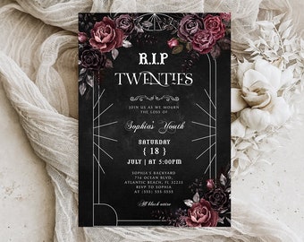 RIP Twenties 30th Birthday Invitation, Floral Death to my Youth Party Digital Invitation, Funeral 30th Birthday Editable Evite, RIP 20s
