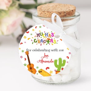 Fiesta Round Thank You Tag Muchas Gracias Circle Tag Fiesta Favor Tags Instant Download Mexican Thank You Tags Cinco de Mayo Gift Tags