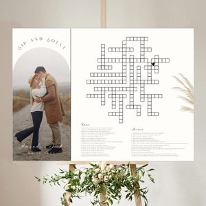 Wedding Crossword Puzzle Template with Photo Sip & Solve Giant Crossword Puzzle Bridal Shower Party Activities Wedding Sign Game Download