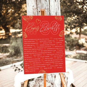 30 Things We Love About You Printable Red Template Gold Glitter Kisses Editable Text Womens 30th Birthday Anniversary Gift Poster For Her