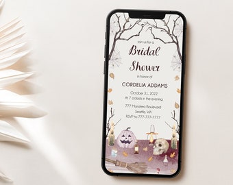 Halloween Bridal Shower Invitation Electronic Witch Bridal Shower Digital Invitation Spooky Pumpkin Bridal Shower Invitation Halloween
