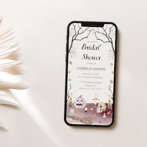 Halloween Bridal Shower Invitation Electronic Witch Bridal Shower Digital Invitation Spooky Pumpkin Bridal Shower Invitation Halloween