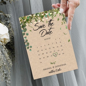 Rustic Greenery Save the Date Template Printable Greenery Calender Save the Date Editable Rustic Save Our Date Botanical Save The Date