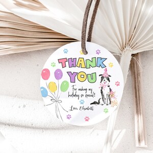 Dog Birthday Circle Thank You Tag Editable Dogs Favor Tags Pawty Birthday Thanks Tag Girl Or Boy Pup Dog Pet Vet Animal Gift Tag Download
