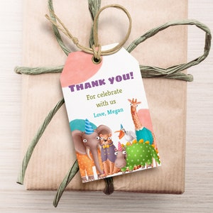 Safari Merci Tag Safari Favor Tags Wild One Gift Tag Modifiable Party Animals Favor Tags Télécharger Zoo Favors YSAF01 imprimable