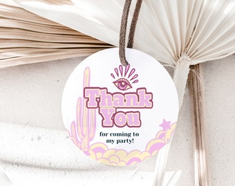 Cowgirl Circle Thank You Tag Western Girl Party Thank You Tag Cowgirl Country Shower Thank You Tags Wild West Cowgirl Cactus Gift Tag