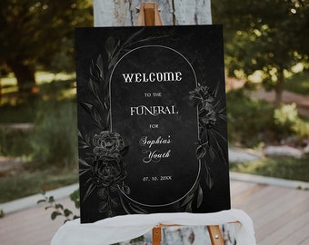 Rip 20s Birthday Welcome Sign Template, Funeral For My Youth Welcome Sign, Death to My 20s Party Welcome Sign, Gothic 30th Birthday Welcome