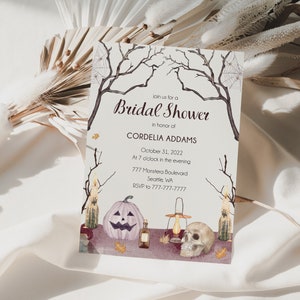 Halloween Bridal Shower Invitation Template Spooky Pumpkin Bridal Shower Invitation Halloween Witch Bridal Shower Invitation Printable