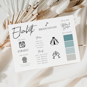 Bridesmaid Info Card Be My Bridesmaid Proposal Card Template Download Bridal Party Bridesmaids Infographic Card Bridesmaid Information Card