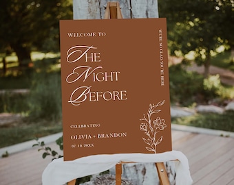 Terracotta The Night Before Wedding Welcome Sign, Rehearsal Dinner Sign, Wedding Terracotta Rehearsal Dinner Editable Template, Printable