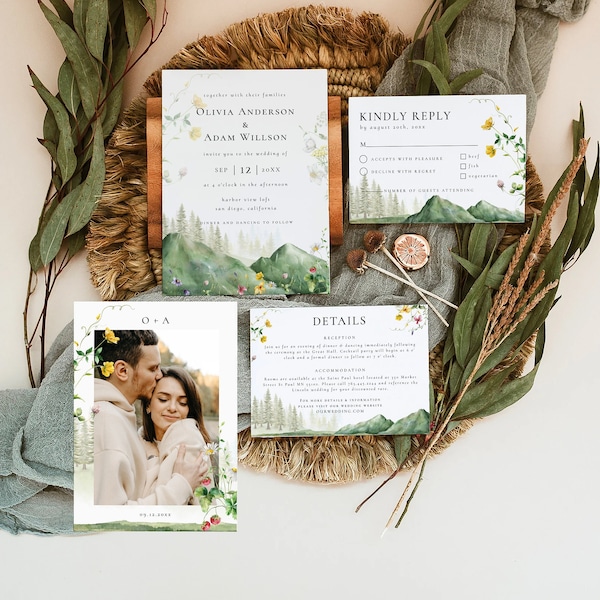 Wedding Invite Wildflower Mountain - Etsy