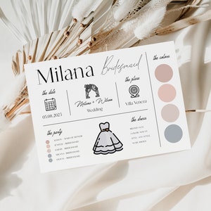 Bridesmaid Info Card Bridal Party Bridesmaid Information Card Editable Be My Bridesmaid Invite Card Template Maid Of Honor Invitation Card