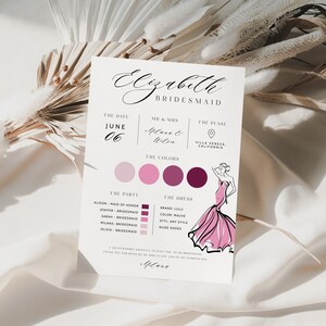Bridesmaid Info Card Bridesmaid Information Card Printable Bridesmaid Proposal Card Template Will You Be My Bridesmaid Invitation Templett