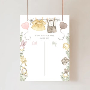 Boho Gender Reveal Voting Sign What Will Baby Be Boho Party Instant Download Voting Banner Boho Style Baby Shower Boy Or Girl Voting Board