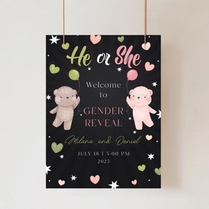 Teddy Bear Gender Reveal Welcome Sign Editable Bear Gender Reveal Welcome Banner We Can Bearly Wait Gender Reveal Party Welcome Boy Girl