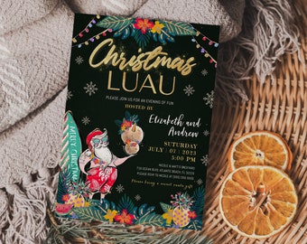 Christmas Luau Invitation Tropical Santa Christmas Party Invitation Editable Download Instant Hawaiian Christmas Luau Invite Printable