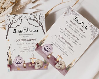 Halloween Bridal Shower Invitation Printable Halloween Pumpkin Bridal Shower Invitation Witch Bridal Shower Invite Template With Deets
