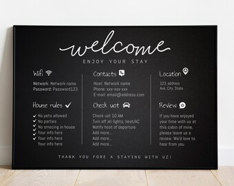 Editable Airbnb Welcome Sign Printable Vacation Rental Sign - Etsy