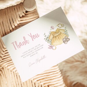 Boho Girl Baby Shower Dankeskarte Boho Baby Shower Favor Card Editierbare Mädchen Kleidung Boho Shower Party Danksagungen
