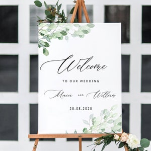 Greenery Welcome Sign Template Greenery Wedding Welcome Poster Download Printable Eucalyptus Wedding Sign Welcome To Our Wedding WY01