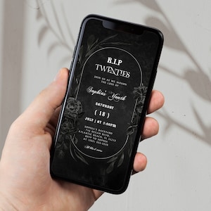 Electronic RIP 20s Twenties 30th Birthday Invitation, Floral Death to my Youth Party Digital Invitation, Mobile Invitation, Text Evite