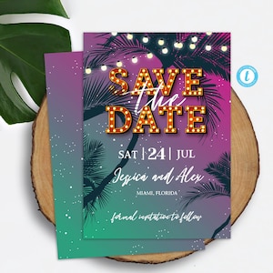 Tropical Nights Save The Date Card Editable Hawaiian Party Save The Date Aloha Save The Date Template Beach Nights Save The Date Download