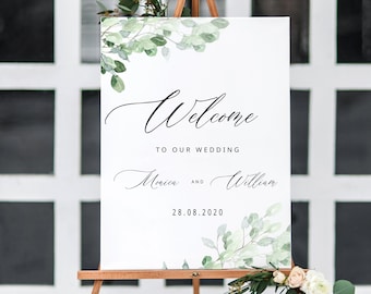 Greenery Welcome Sign Template Greenery Wedding Welcome Poster Download Printable Eucalyptus Wedding Sign Welcome To Our Wedding WY01