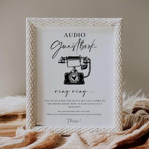 Telephone Guest Book Sign Template, Editable Wedding Audio Guestbook, Leave a Message After the Tone Wedding Sign, Voicemail Guestbook Corjl