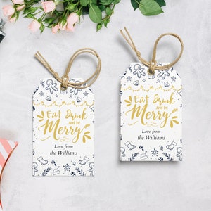 Christmas Gift Tags Template, Eat Drink and Be Merry Tags Instant ...