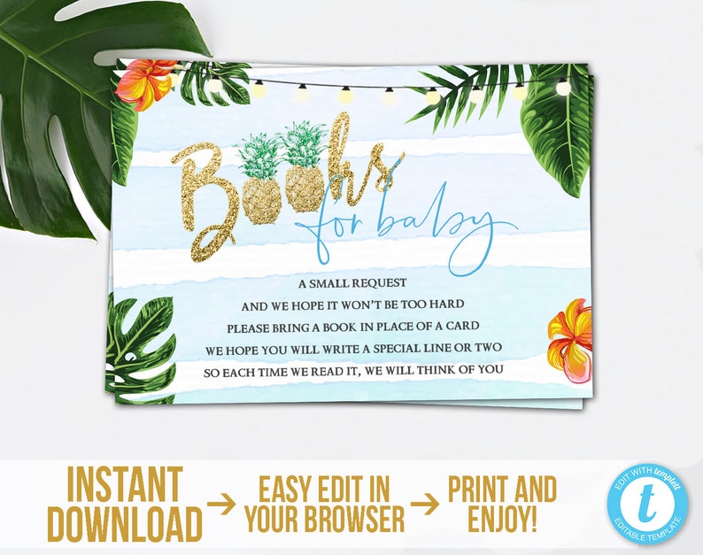 Tropical Baby Shower Invitation Kit Printable Aloha Boy Baby Etsy