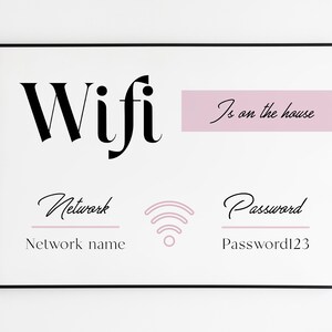 Wifi Wachtwoord Teken Wi-Fi Bewerkbaar Download Sjabloon Internet Netwerk Teken Bruiloft Decor Wifi Info Afdrukbare Kaart Gast Aankomst Wifi Sign