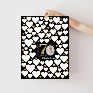 70 Reasons We Love You Vorlage Gold Schwarz Poster mit Foto digital Download 70. Geburtstag Party Sentimental Erinnerung Geschenk druckbar bearbeitbar
