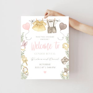 Boho Gender Reveal Welcome Sign Boy Or Girl Baby Gender Reveal Boho Party Instant Download Welcome Banner Boho He Or She Welcome Board