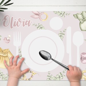 Boho Girl Montessori Platzset Zum Ausdrucken Essen Montessori Platzset mit Namen Download Vorlage Montessori Platzset für Mädchen