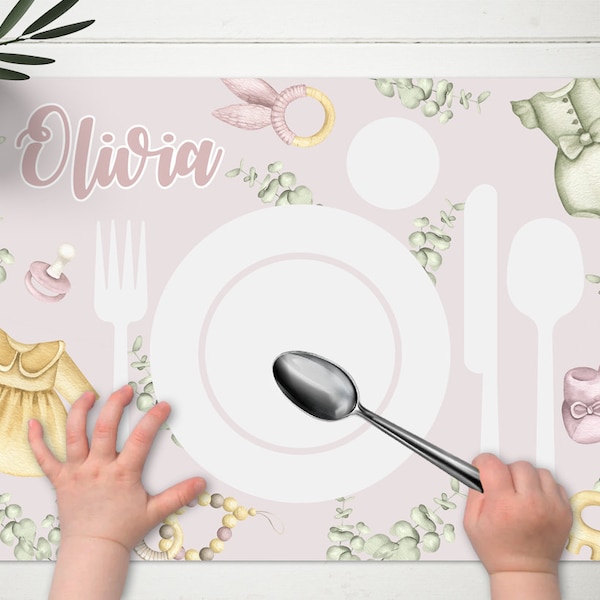 Boho Girl Montessori Placemat Printable Mealtime Montessori Placemat With Name Download Template Montessori Place Setting Mat For Girls