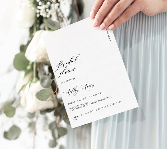 Modern Minimalist Bridal Shower Invitation Template Simple Bridal Shower Invite Instant Download Elegant Bridal Shower Invitation WY03 Il_570xn