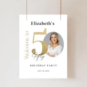 50th Birthday Welcome Sign Printable Fiftieth Birthday Sign Editable Template Instant Download Adult Birthday Anniversary Welcome Poster