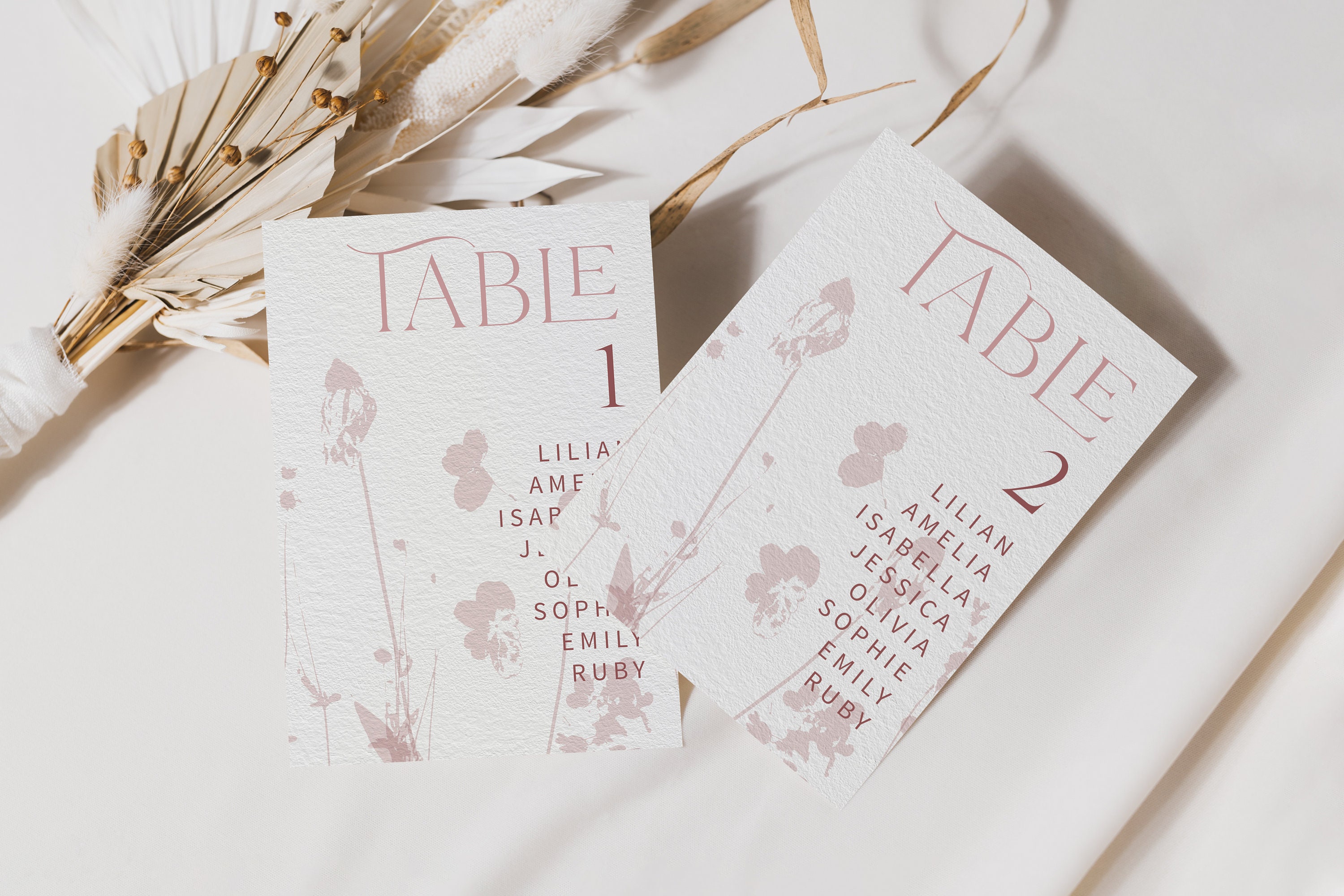 Blush Table Numbers Printable Botanical Bridal Shower Table Etsy