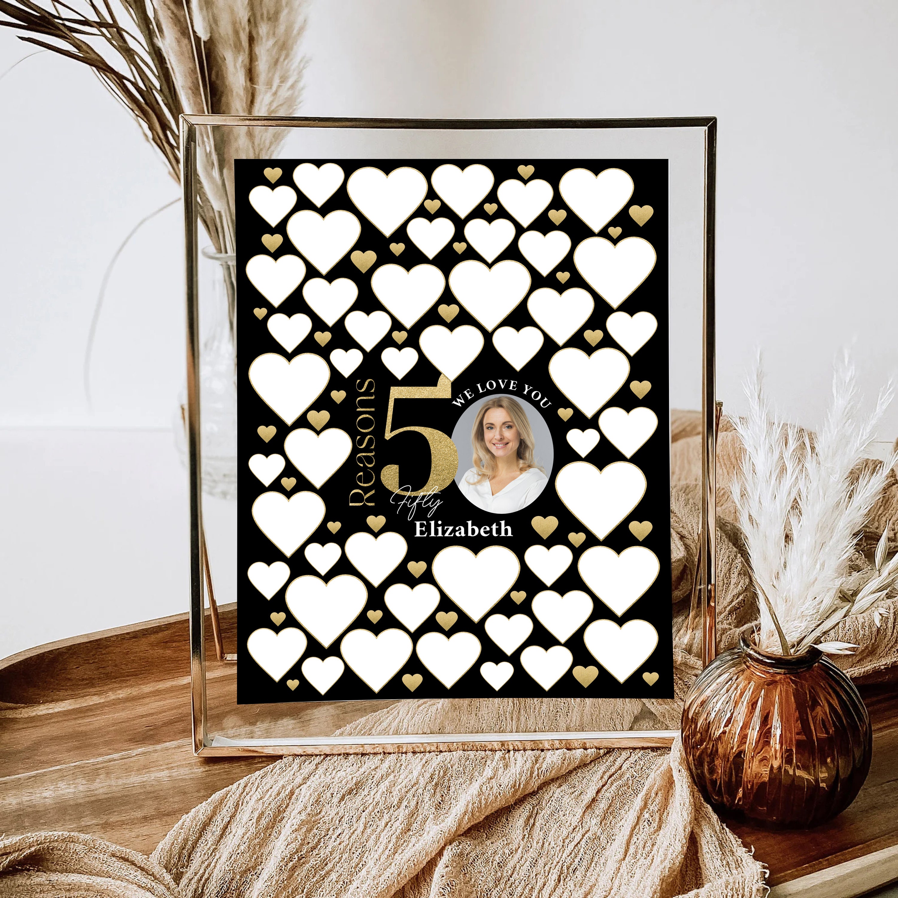 50 reasons we love you template gold black personalized 50th etsy