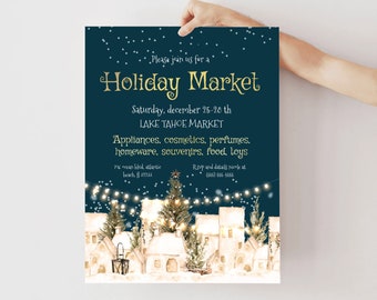 Holiday Market Flyer Editable Christmas Market Flyer Winter Holiday Customized Festival Flyer Winter Craft Show Craft Fair Church Flyer