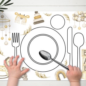 Boho Montessori Platzset Druckbares Kinder Platzset Montessori Praktisches Leben Gender Neutral Speisematte Für Kinder