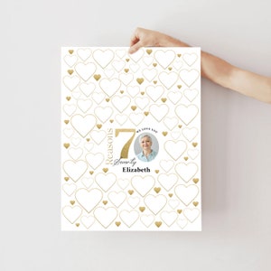 70 Gründe We Love You Vorlage Poster Rahmen personalisiert 70. Geburtstag Geschenk für Frauen Männer Templett Karte 70 Dinge Wir lieben Über Dich Banner